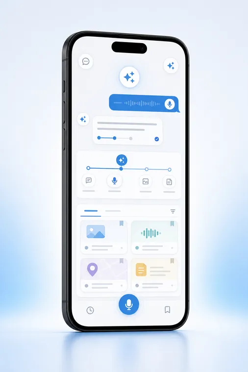 音声入力した内容をAIが理解し、記憶として整理するMemory BucketのiPhone画面イメージ